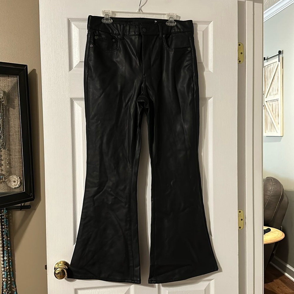 NWOT black vegan faux leather American Eagle Pants Jeans Bootcut